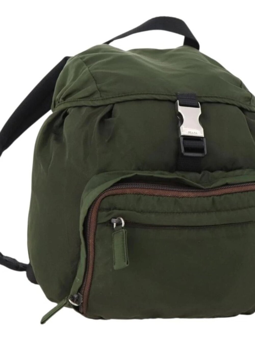 PRADA Backpack Nylon Green Silver Auth ti3636